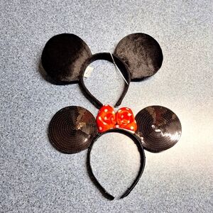 Disney Mickey & Minnie  Mouse Ear Headband Bundle, NWOT